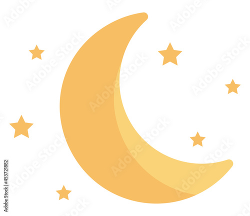 Young moon, illustration, on a white background.