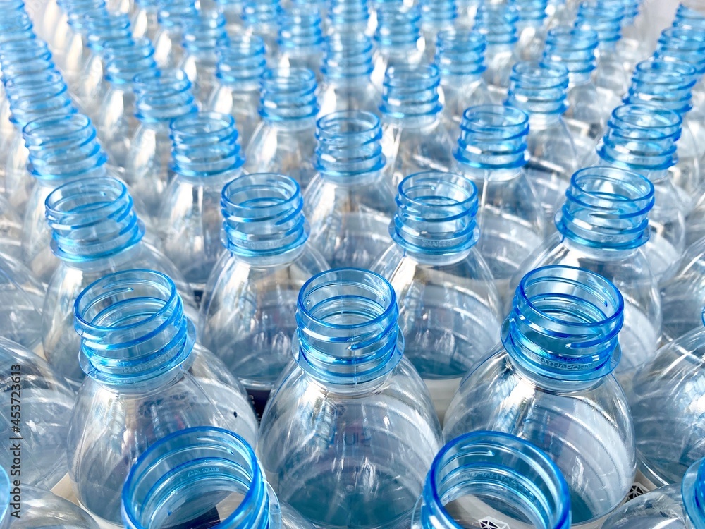 blue clear plastic unfilled drinking water bottle. blue clear plastic unfilled drinking water bottle.