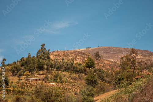 landscape Andean mountains and home that build on these summits. Namora, Cajamarca