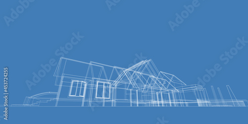 Architectural abstract shapes, Abstract arch 3d illustration.