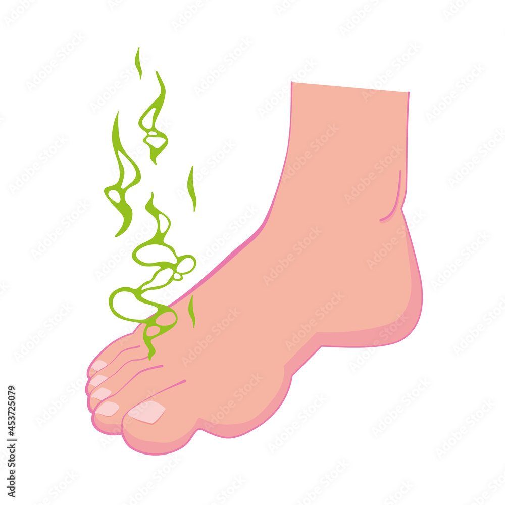 Stinky feet. Bad smelling feet. Vector illustration. Stock Vector