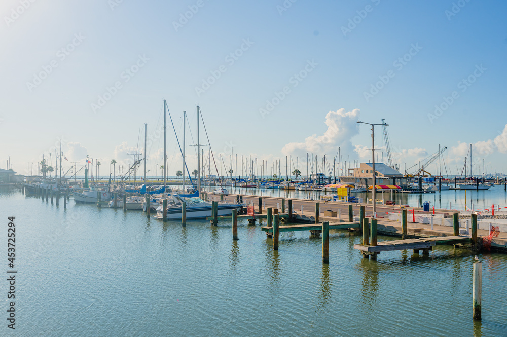A view of Corpus Christi Marina in the morning time