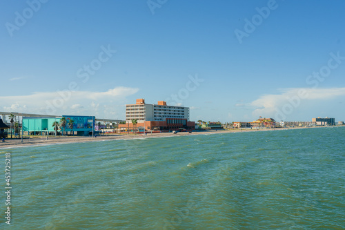 A view of Golf Place Beach Park from USS Lexington in Corpus Christi