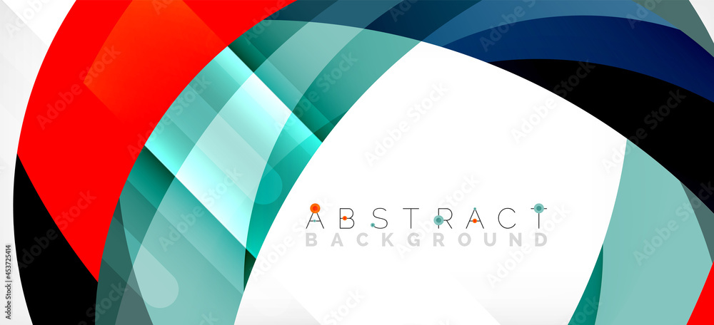 Geometric abstract background. Circle created with overlapping color shapes. Vector Illustration For Wallpaper, Banner, Background, Landing Page Geometric abstract background. Circle created with overlapping color shapes. Vector Illustration For Wallpaper, Banner, Background, Landing Page