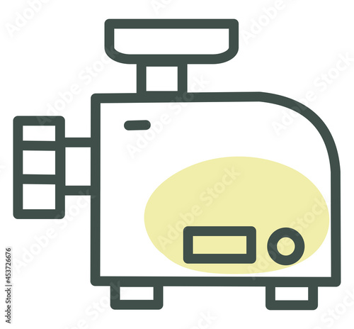 Meat grinder machine, illustration, vector on a white background.
