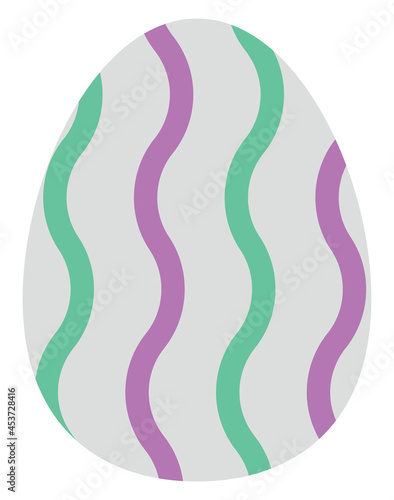 Eater egg with green and purple lines, illustration, vector on a white background.