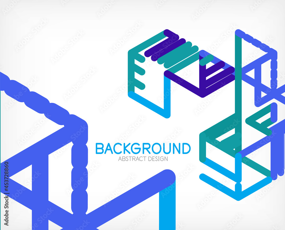 Abstract background. Color lines on white background. Linear abstract composition. Techno or business concept for wallpaper, banner, background, landing page