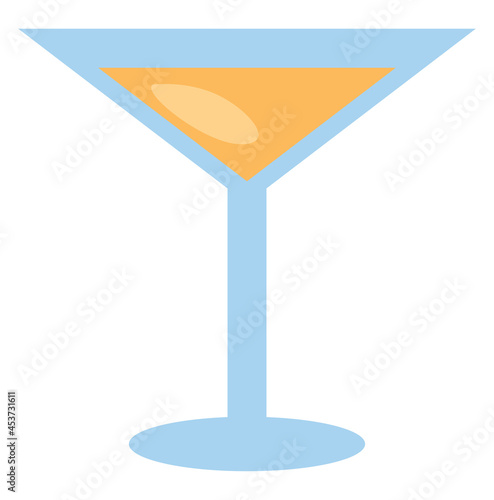 Coctail in blue glass, illustration, vector on a white background.