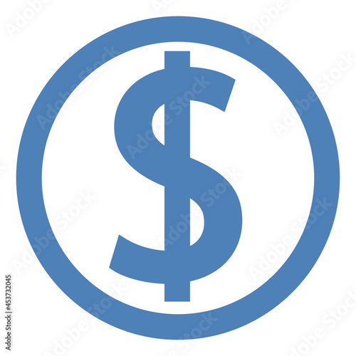 Blue dollar sign, illustration, vector on a white background.