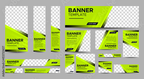 set of creative web banners of standard size with a place for photos. Vertical, horizontal and square template. vector illustration