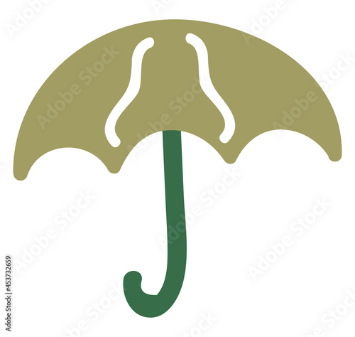 Intresting green umbrella, illustration, vector on a white background.