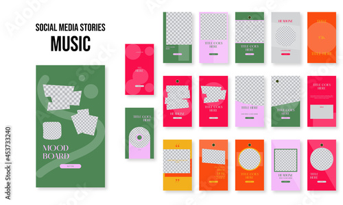 Set of editable social media instagram stories music studio with colourful design vector template ai & eps 10