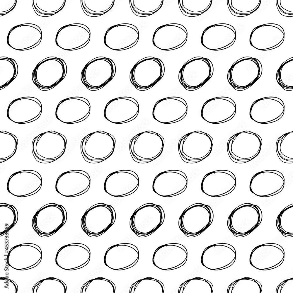 Seamless pattern with sketch circles shape