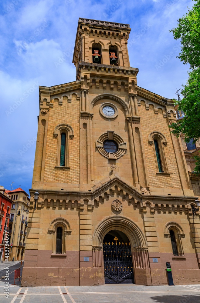Church Iglesia de San Lorenzo in Pamplona, Spain with a chapel holding the statue of San Fermin co-patron of Navarre and running of the bulls festival