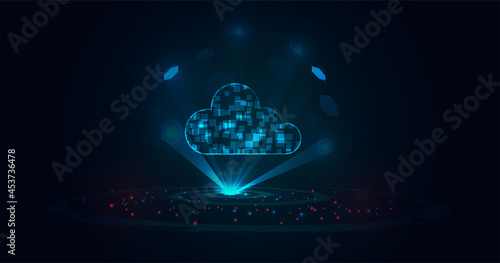 Cloud concept, collecting important data in the cloud, digital cloud background.
