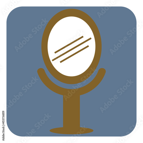 Brown barber shop mirror, illustration, vector, on a white background.