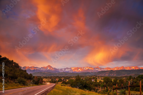 Road leading to Mount Sneffels in the San Juan Mountains at surise photo