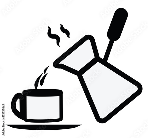 Coffee made with cezve, illustration, vector, on a white background.