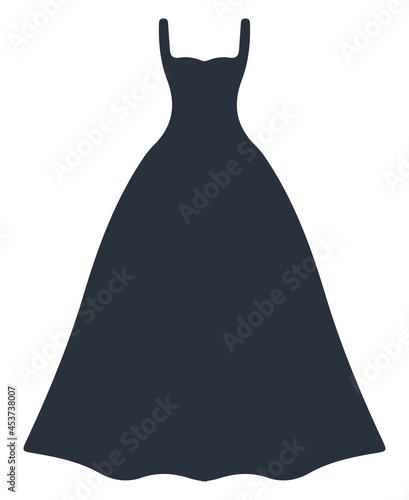 Ball gown dress, illustration, vector, on a white background.