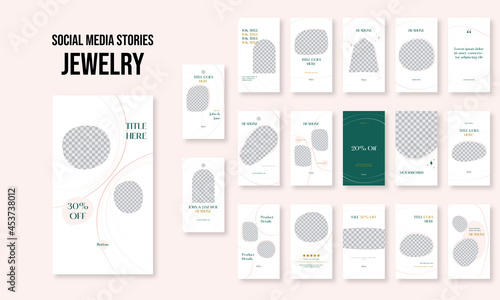 Set of editable social media instagram stories jewelry, fashion with luxury design vector template ai & eps 10