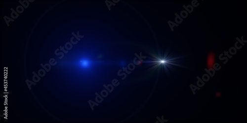 Beautiful digital light flare. Abstract Glowing light effect lens flare on dark background 