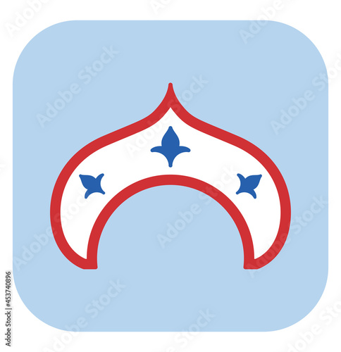 Elegant russian kokoshnik, illustration, vector, on a white background.