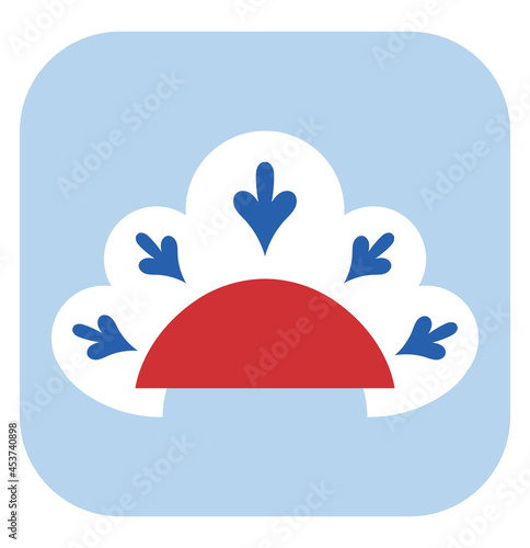 Pretty russian kokoshnik, illustration, vector, on a white background.