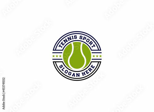 logo for tennis sport with tennis racket vector and using white background