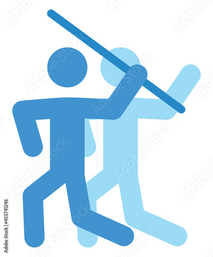 Jawelin throw, illustration, vector, on a white background.