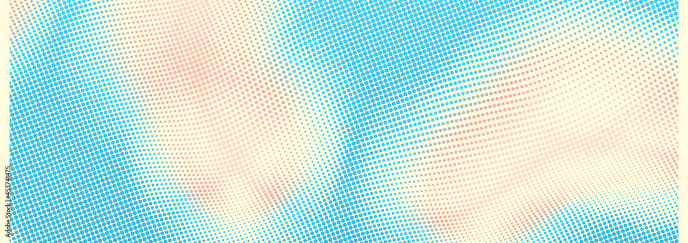 Halftone gradient background. Vibrant trendy texture, with blending colors. Cover design template. 3d network design with particles. Can be used for advertising, marketing, presentation. - obrazy, fototapety, plakaty 