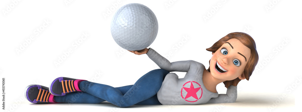 Fun 3D illustration of a cartoon teenage girl Fun 3D illustration of a cartoon teenage girl