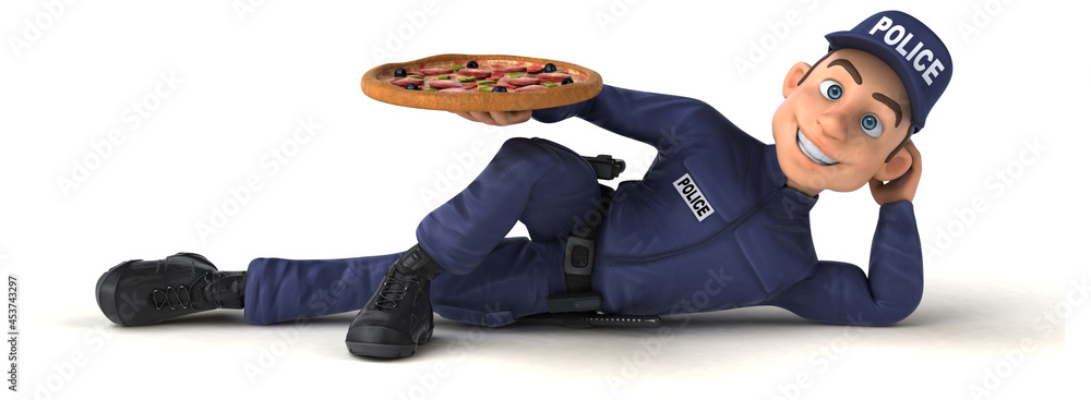 Fun 3D illustration of a cartoon Police Officer Fun 3D illustration of a cartoon Police Officer