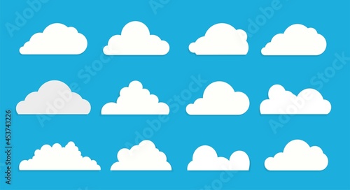 White clouds on blue sky with no shadow. Stock