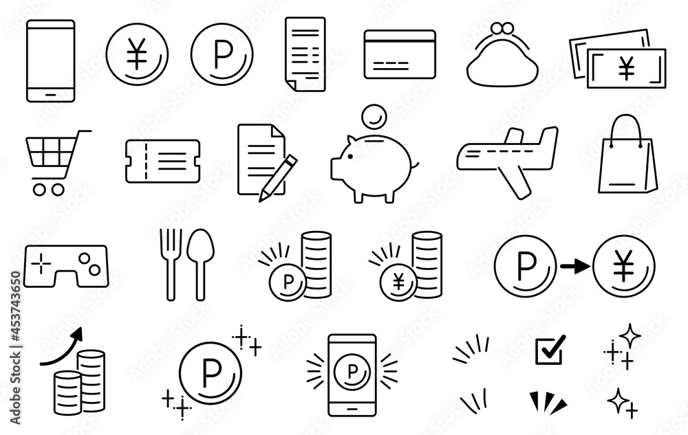 Naklejka premium ポイ活やお金のアイコン 線画 Money icon