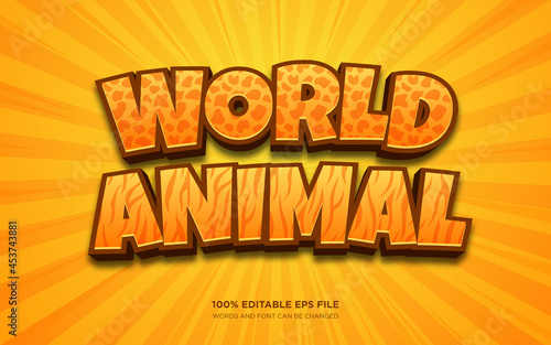 World Animal 3D editable text style effect  