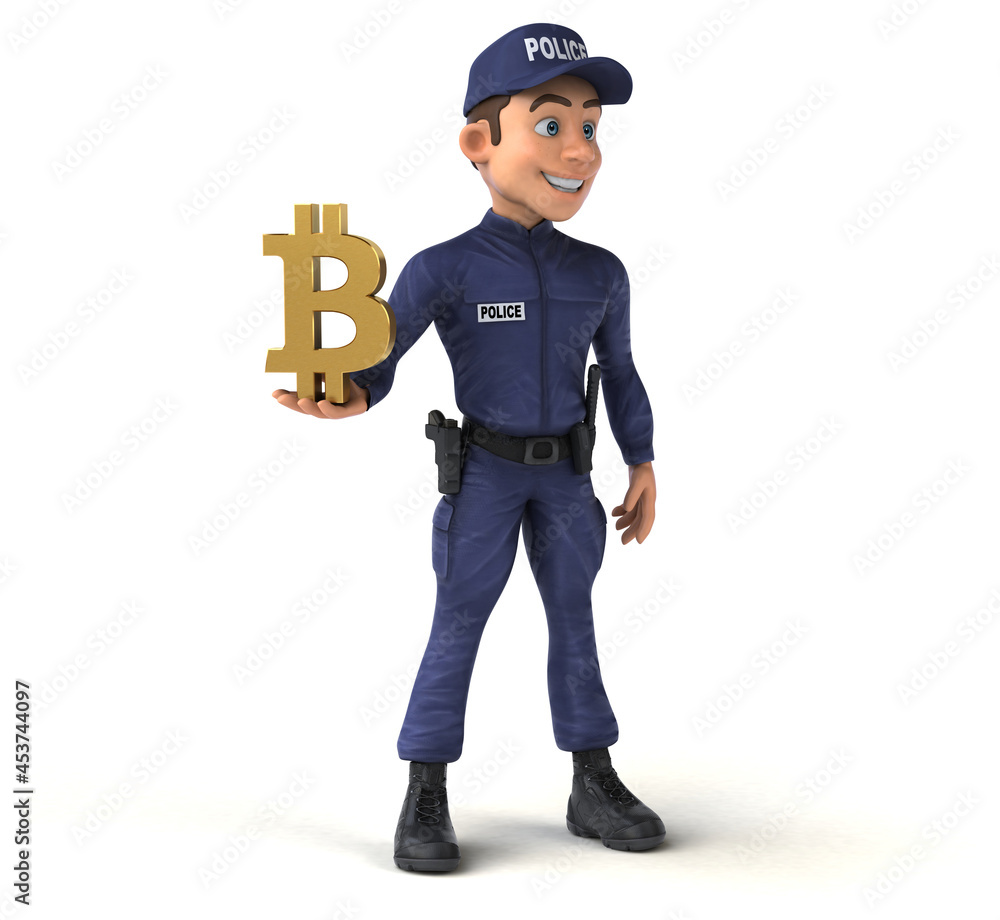Fun 3D illustration of a cartoon Police Officer Fun 3D illustration of a cartoon Police Officer