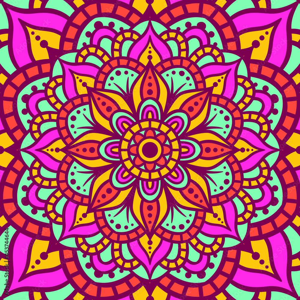 Ethnic Mandala Round Ornament Pattern With Colorful