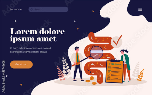Tiny scientists studying gastrointestinal tract and digestive system isolated flat vector illustration. Cartoon medical doctors doing analysis of gut microorganisms. Health and nutrition concept