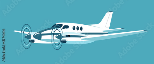 Twin-engine turboprop plane isolated. Vector illustration.