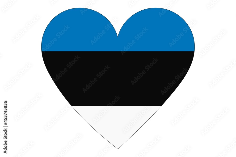 Estonia flag in heart shape isolated on white background. Estonia flag in heart shape isolated on white background.