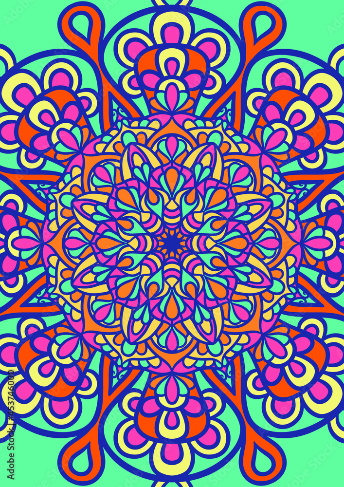 Fototapeta premium Ethnic Mandala Round Ornament Pattern With Colorful