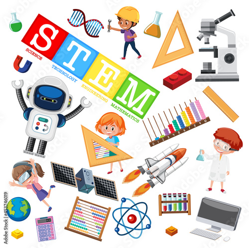 Colourful STEM education logo with learning elements