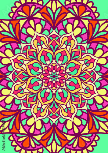 Ethnic Mandala Round Ornament Pattern With Colorful © hendripiss