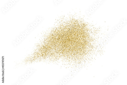 Gold Glitter Texture Isolated On White. Goldish Color Sequins. Celebratory Background. Golden Explosion Of Confetti. Vector Illustration, Eps 10.