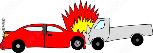 正面衝突する自動車のイラスト素材