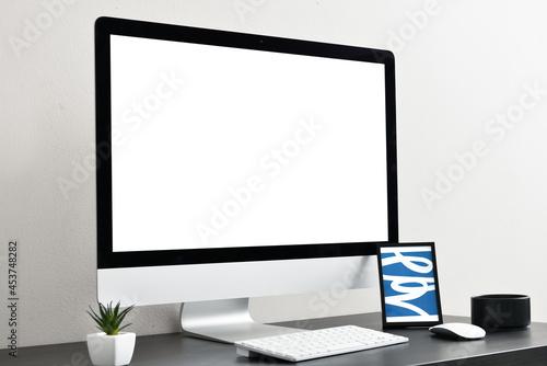 Stylish workplace with mode...