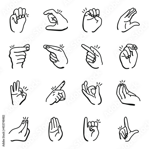 Canvas-taulu Set of Gesticulations Doodle Icons with Scalable Facility
