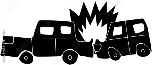 後方から激突される自動車のシルエット