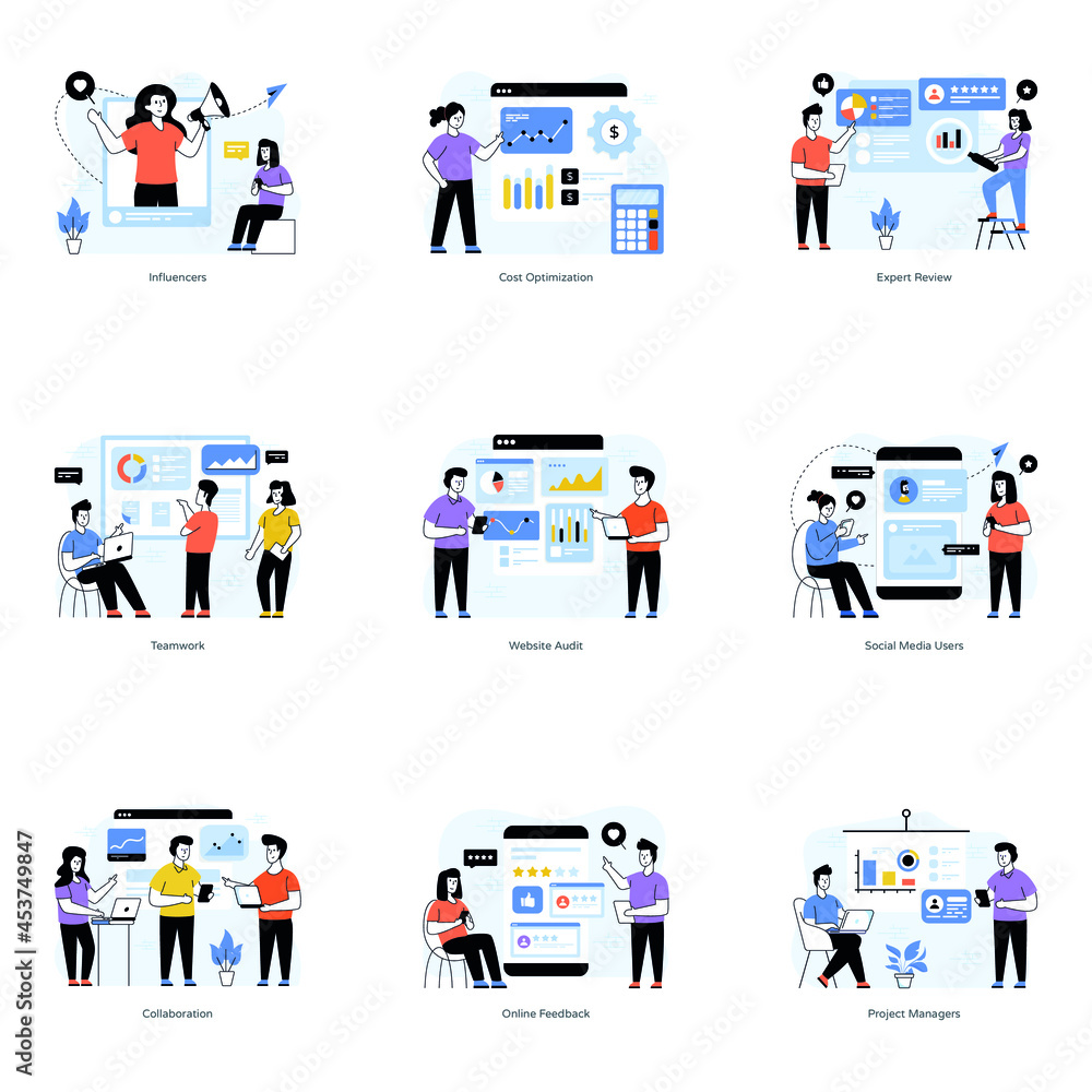 9 Creative Flat Illustrations of Teamwork

