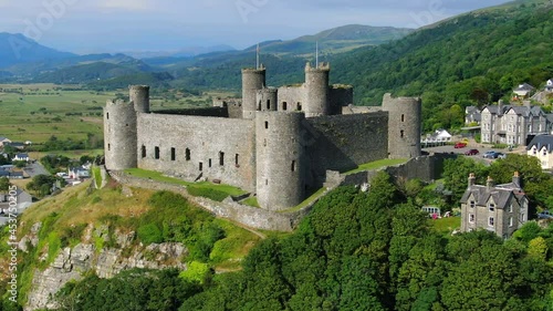 Aerial of Harlech Castle, Harlech, Gwynedd, North Wales